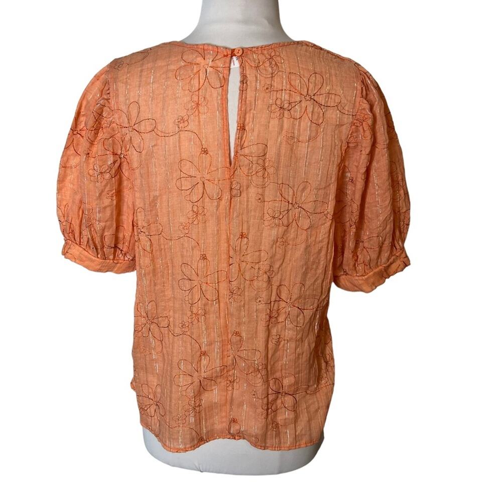 Anthropologie Amadi Neka Embroidered floral blouse Size M orange - Picture 4 of 8